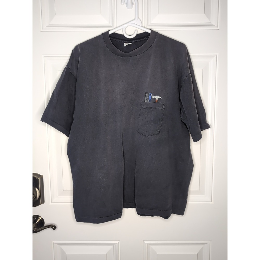 Vintage The Men's Store Sears Pocket T-Shirt Black XL Single Stitch Top Tools